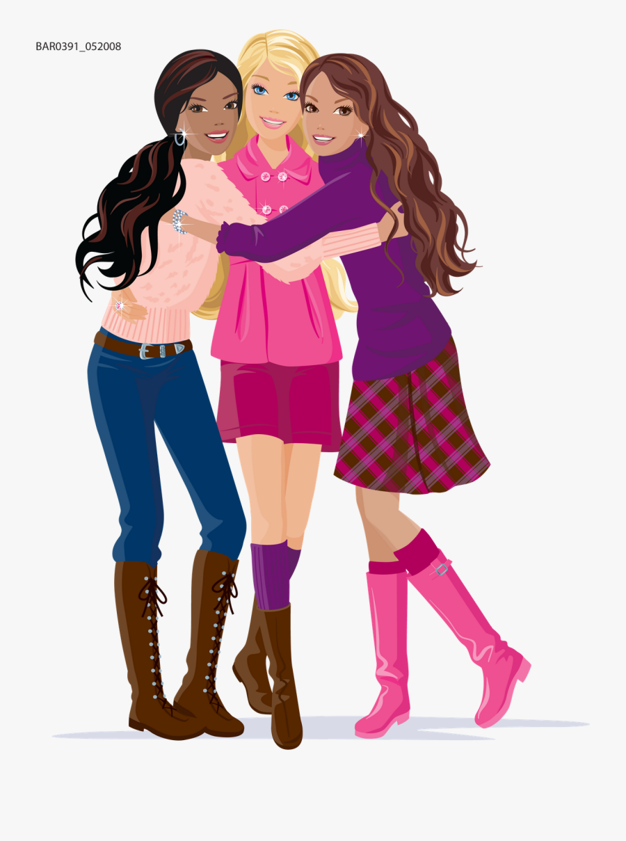 Transparent Barbie Clipart - Happy Friendship Day School Friends, Transparent Clipart