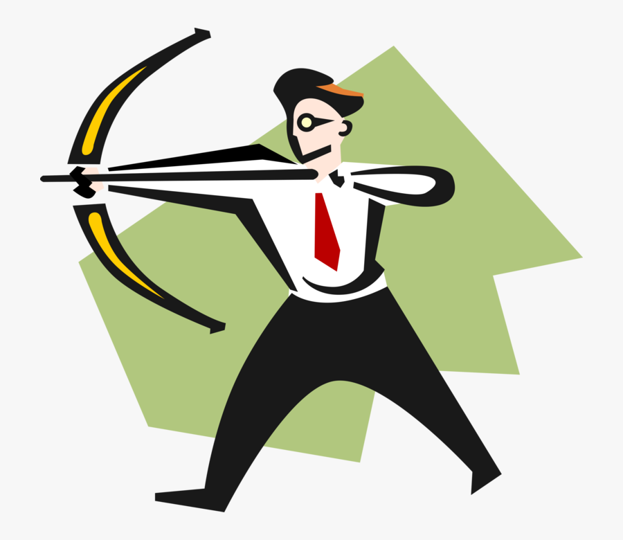 Vector Illustration Of Businessman Taking Aim With - Aims And Objectives Clipart, Transparent Clipart