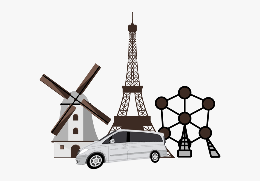 Nibotours Logo Car Windmill Eiffeltower Atomium - Illustration, Transparent Clipart