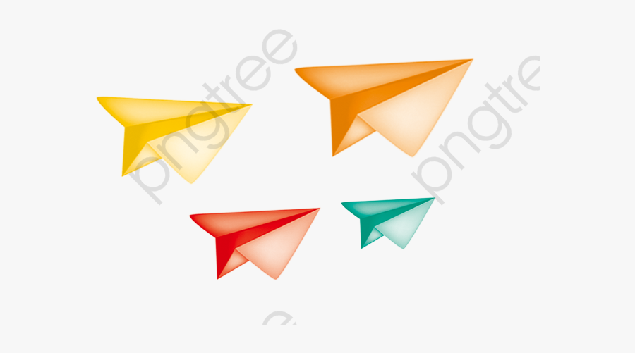 Four Color Paper Airplane - Triangle, Transparent Clipart