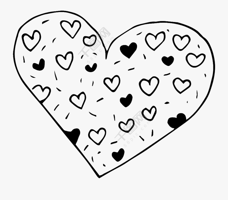 Heart Vector Graphics Image Drawing - Corazones Blanco Y Negro, Transparent Clipart
