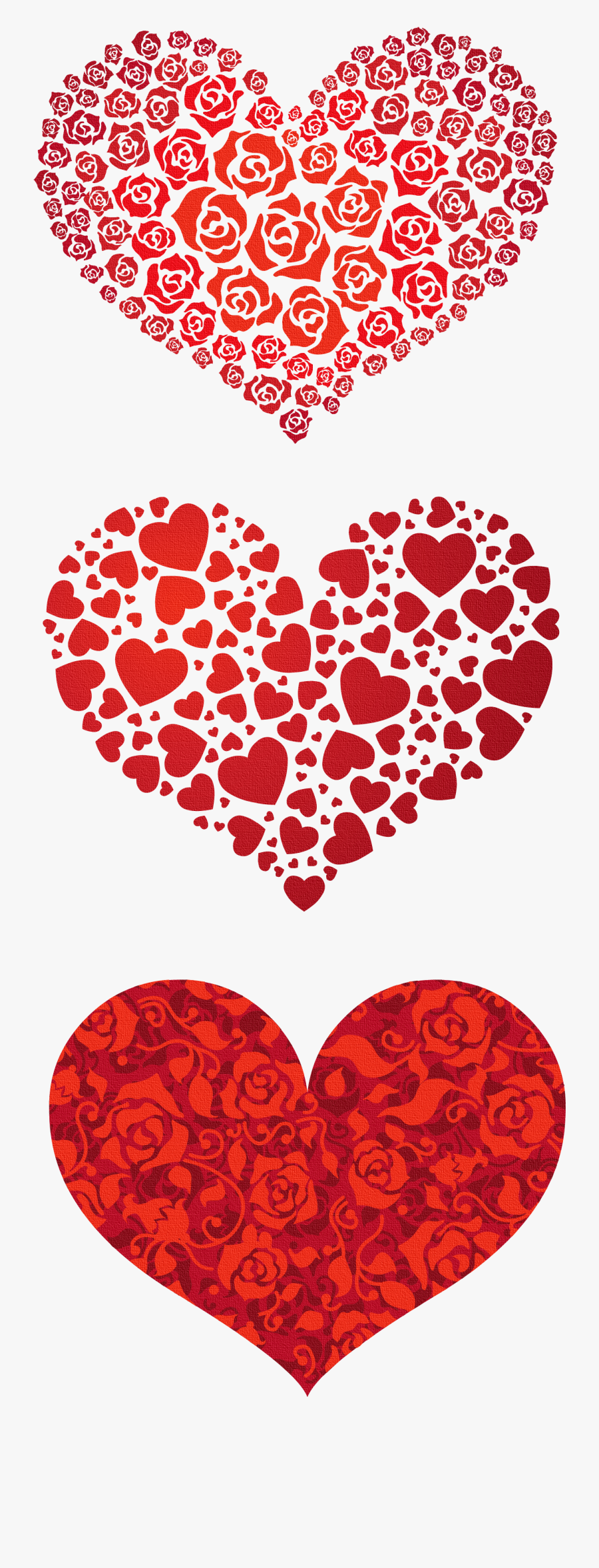 Different Size Red Hearts, Transparent Clipart