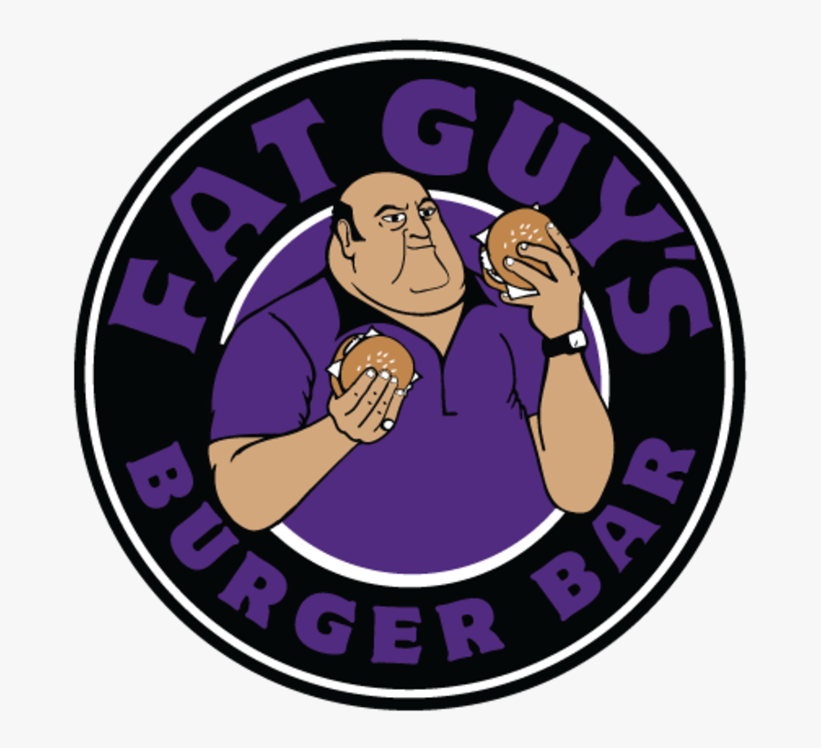 Fat Guy Eating Burger - Fat Guys Burgers Logo, Transparent Clipart