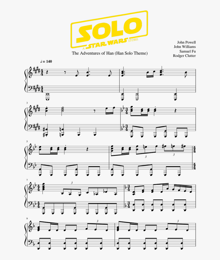The Adventures Of Han - Sheet Music, Transparent Clipart