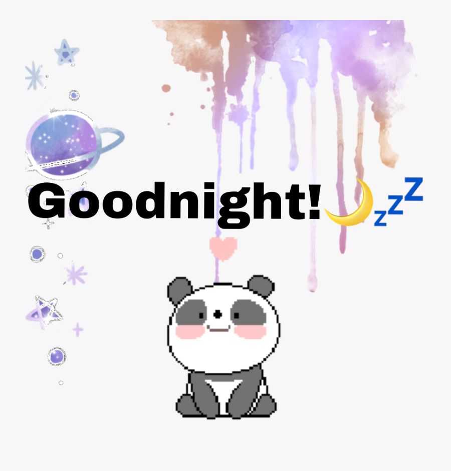 #goodnight #night #panda #nighttime #space #sticker - Dripping Watercolour, Transparent Clipart