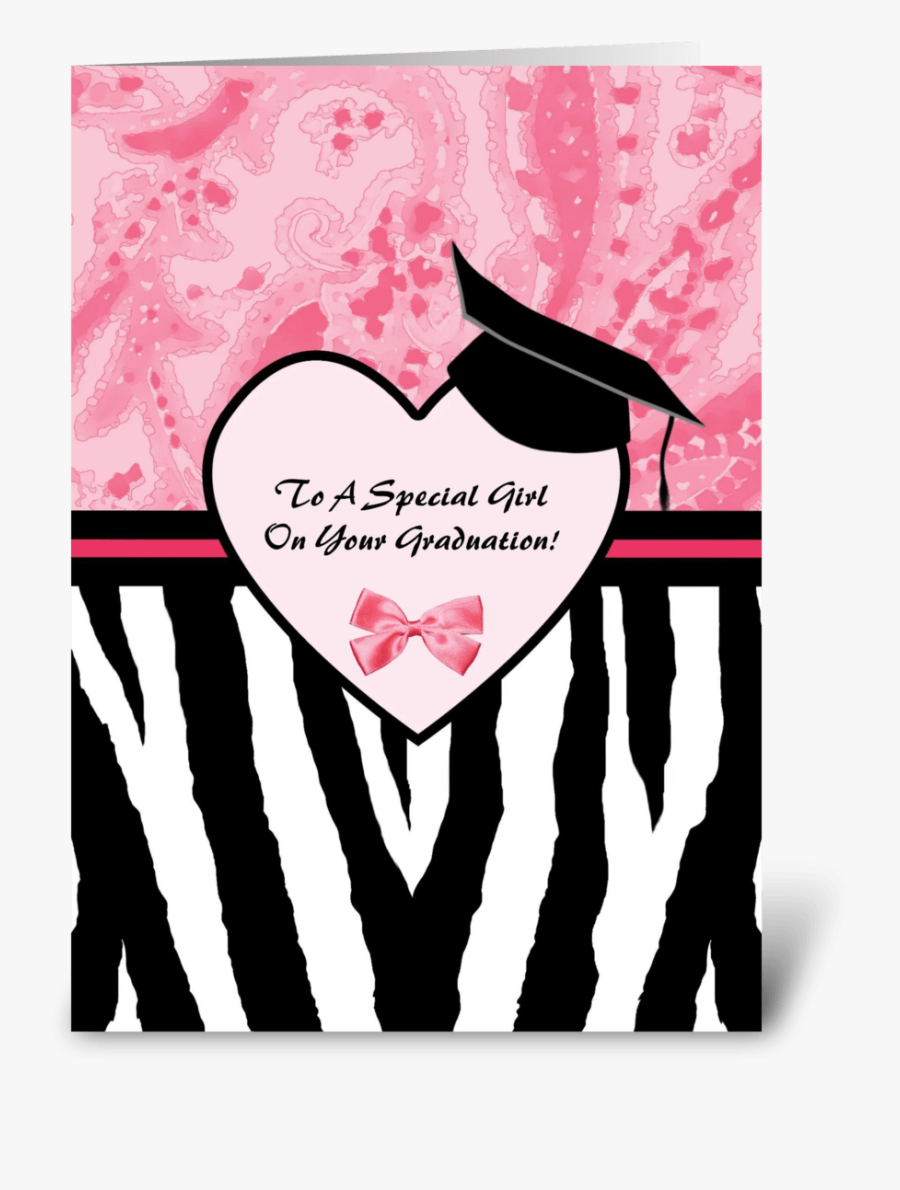 Girly Zebra Graduation Congratulations Greeting Card - Cards For Congratulations For Graduation For Girls, Transparent Clipart