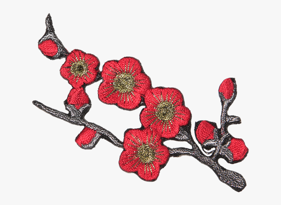 Red Aesthetic Plum Blossom Embroidery Patch - Craft, Transparent Clipart