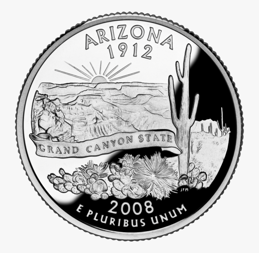 2008 D American 25 Cent State Quarter Series - Arizona Quarter, Transparent Clipart