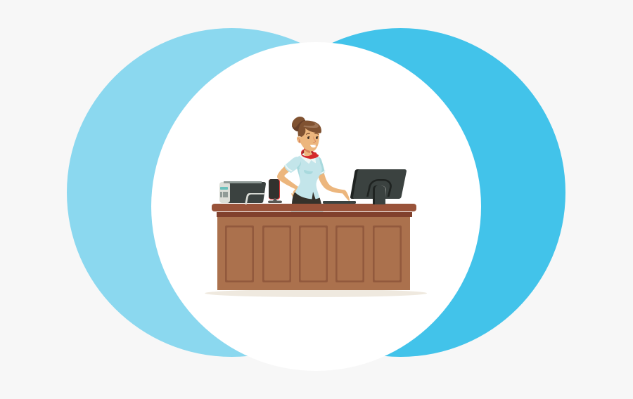 Cartoon Receptionist Table, Transparent Clipart
