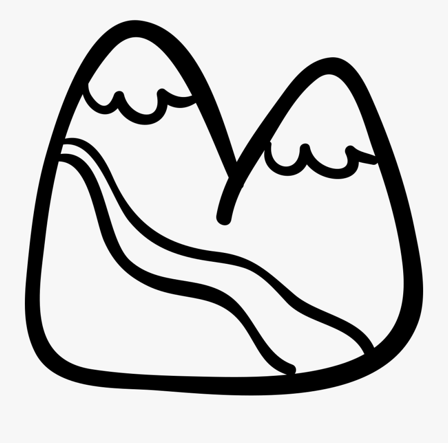 River On Mountains Hand Drawn Natural Place - Icon, Transparent Clipart
