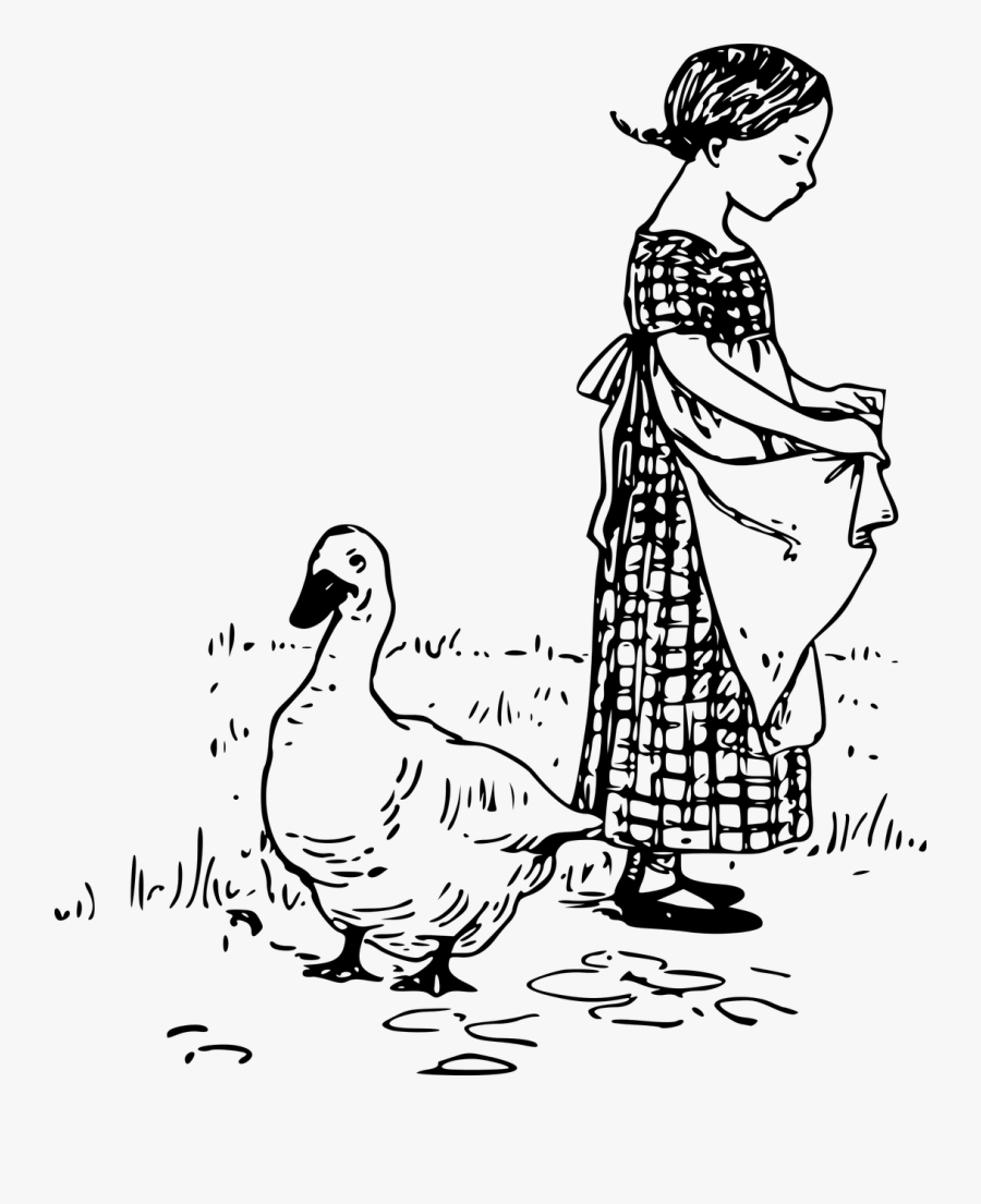 Goose - Ducks And Girl Clipart, Transparent Clipart