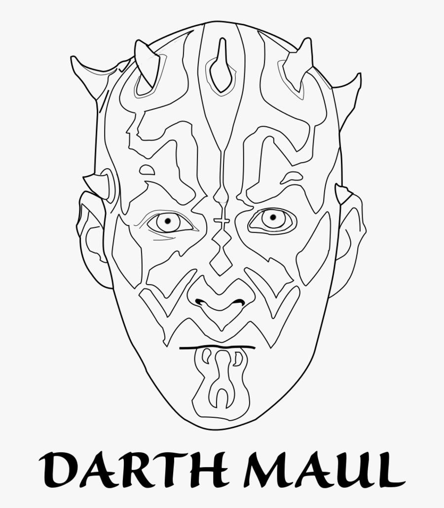 Darth Maul Face Templates Coloring Page - Darth Maul, Transparent Clipart