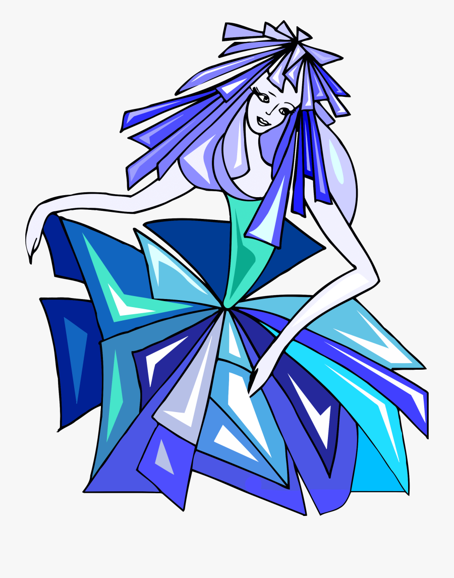 Dancer In Blue Flowers Dress Vector Clipart - Dance, Transparent Clipart