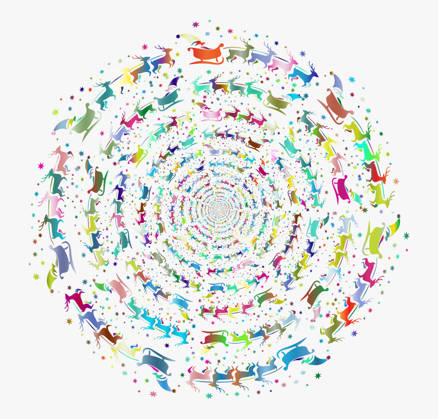 Santa Reindeer Whirlpool Polyprismatic No Bg - Bared Wire Cicle Png, Transparent Clipart