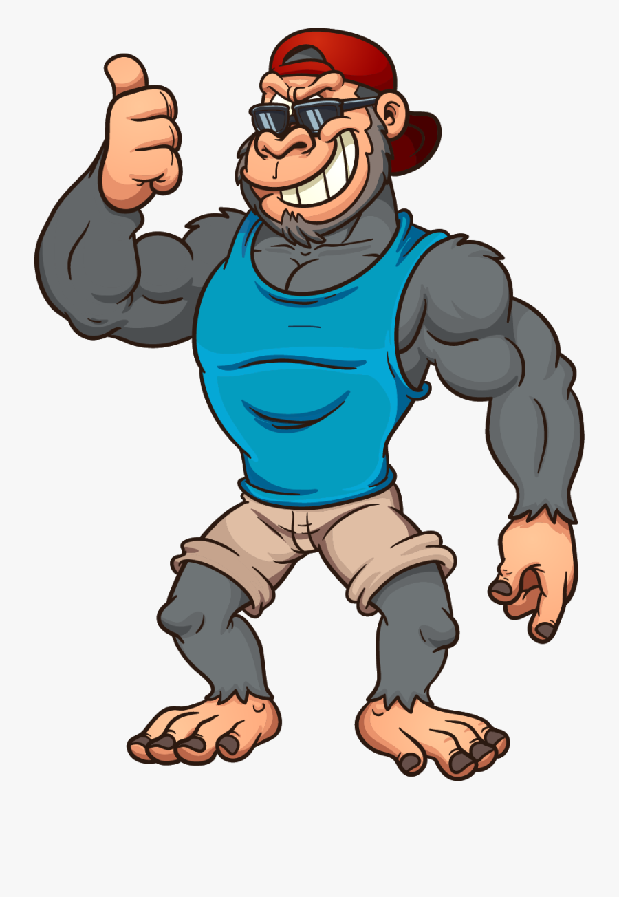 Cool Tradie 2 - Gorilla Cartoon, Transparent Clipart