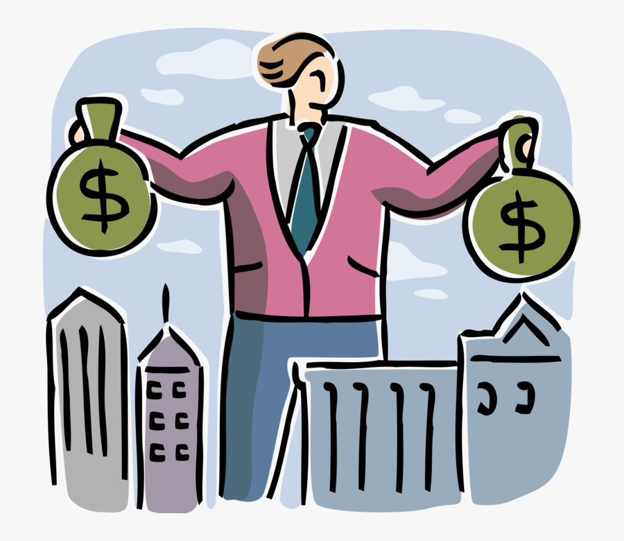 Vector Illustration Of Businessman Weighs Merits Of, Transparent Clipart