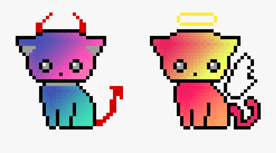 Cute Devil Kitty And Angel Kitty Pixel Art Cat Easy Free Transparent Clipart Clipartkey