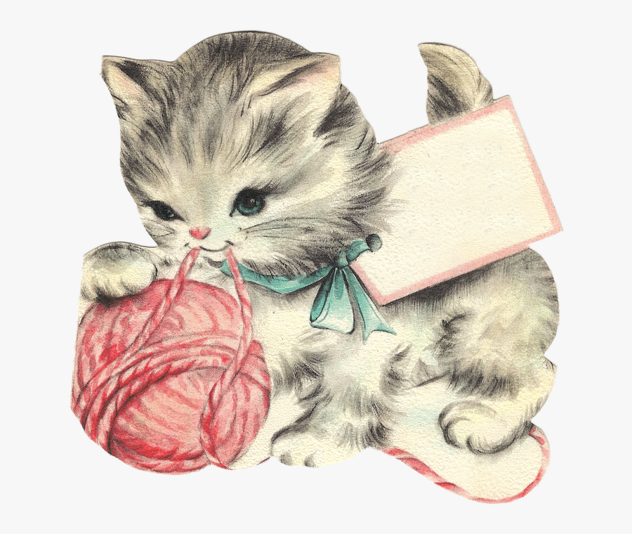 Vintage Kitten Clip Art, Transparent Clipart