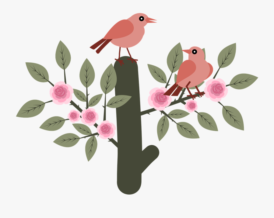 Birds Animals Roses Free Picture - Pajaritos Vintage Png, Transparent Clipart
