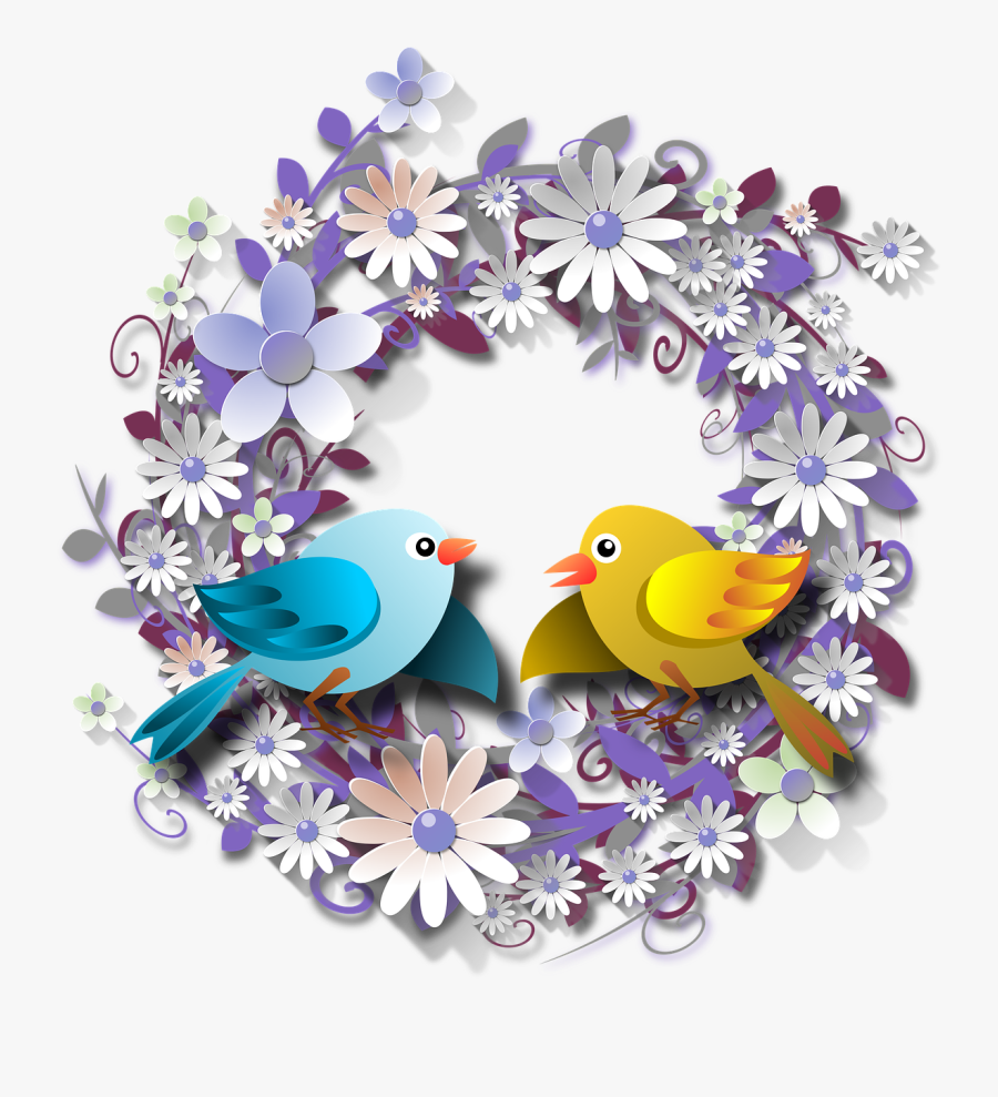 Flowers Floral Flowery Free Photo - Pretty Birds In Bird Houses Clipart With Only Transparent, Transparent Clipart