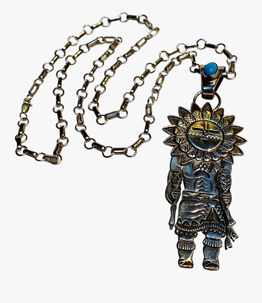 F Charley Navajo Sun Face Kachina Pin Pendant Turquoise - Chain, Transparent Clipart