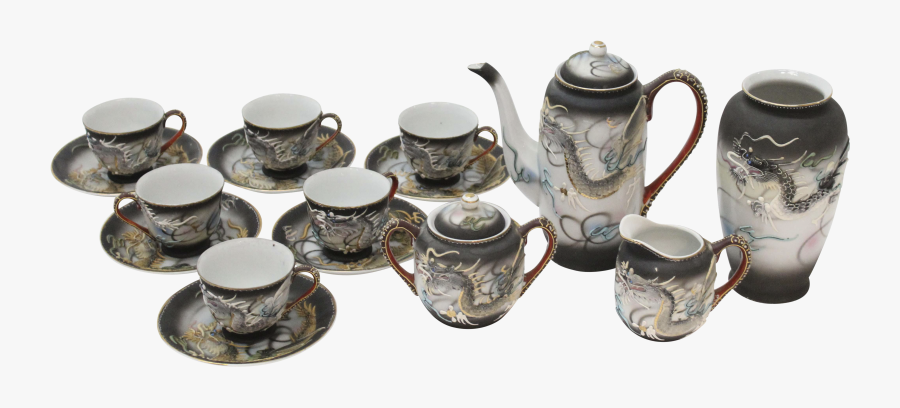 Asian Tea Set - Porcelain, Transparent Clipart