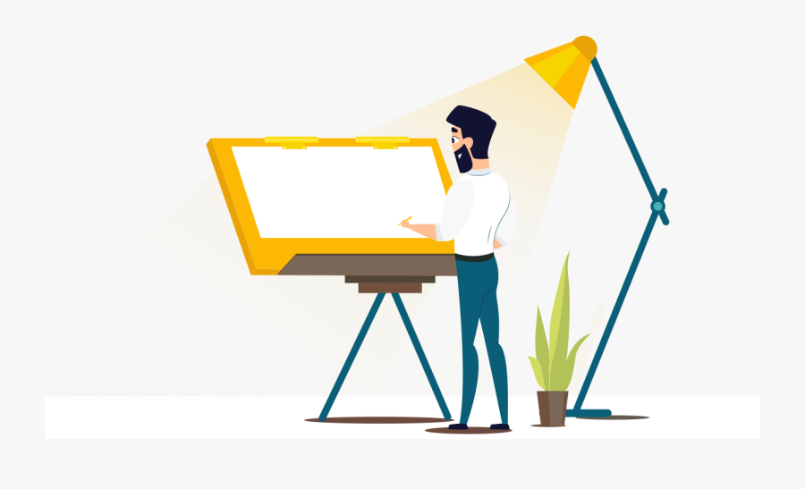 Man Cartoon - Architect Room Vector, Transparent Clipart