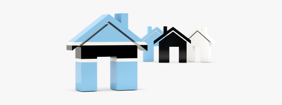 Three Houses With Flag - House, Transparent Clipart