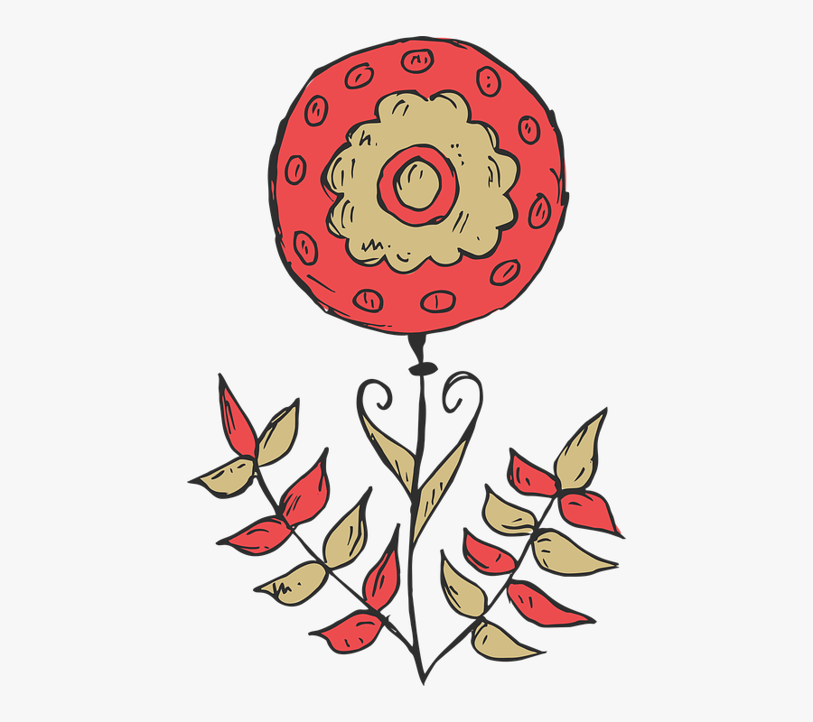 Flower, Plant, Hand Drawn, Red, Color, Flora, Pink, Transparent Clipart