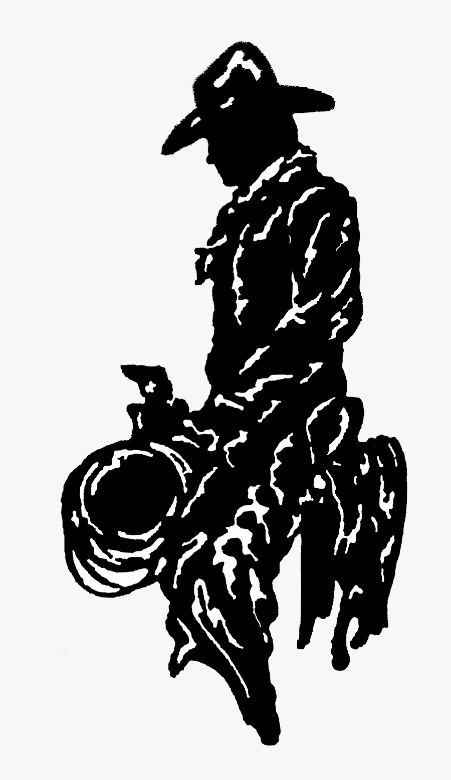 Cowboy Black And White Wall Art, Transparent Clipart