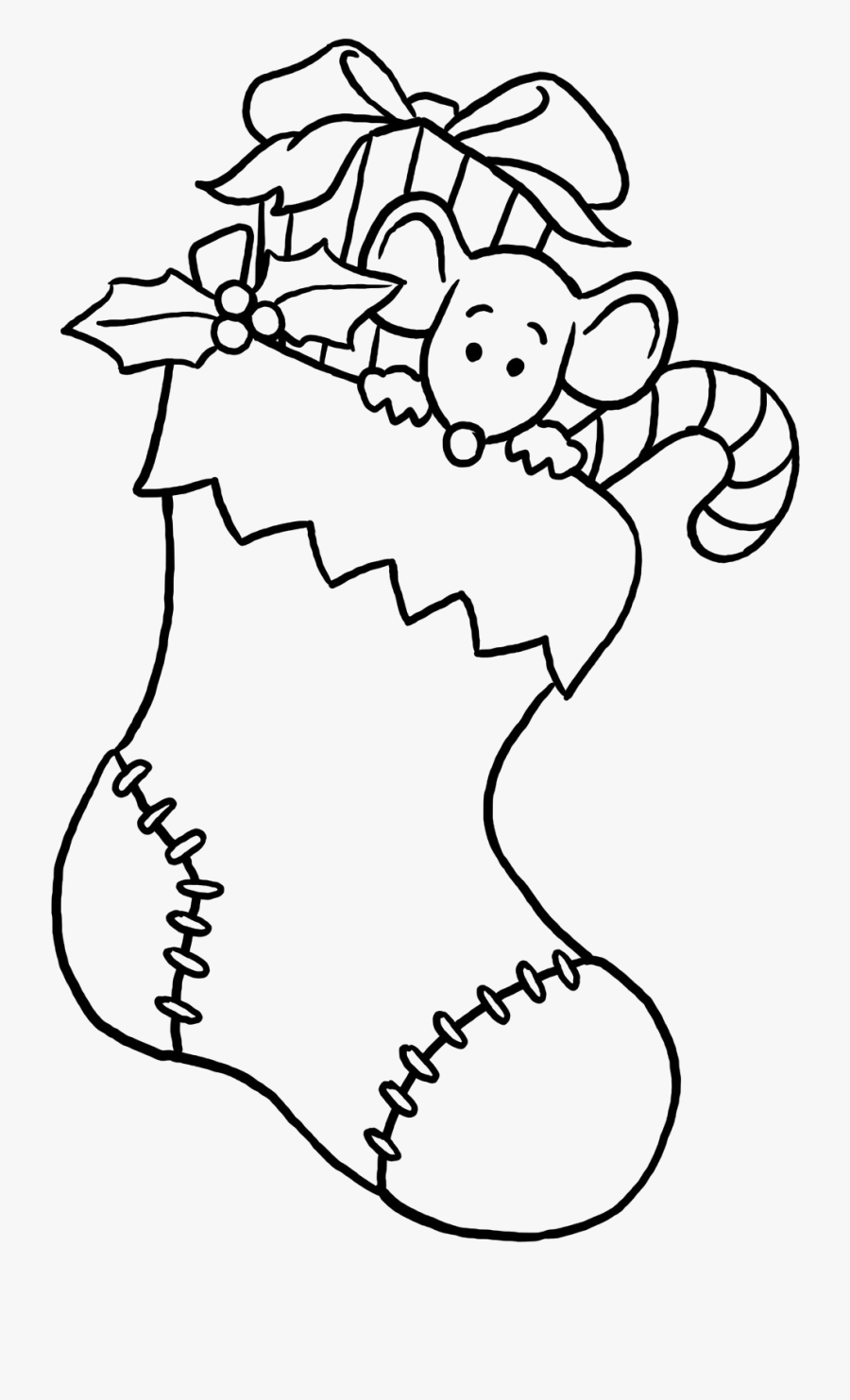 Drawing Spelling Coloring - Christmas Stocking Clipart Black And White Png, Transparent Clipart