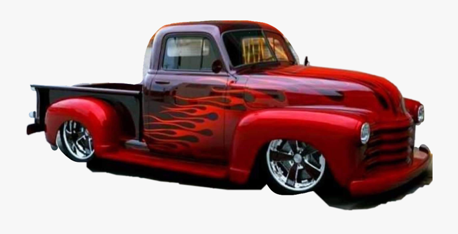 #pickup #truck #hotrod #flames #red #black #chromewheels - 47 To 54 Chevy Truck, Transparent Clipart