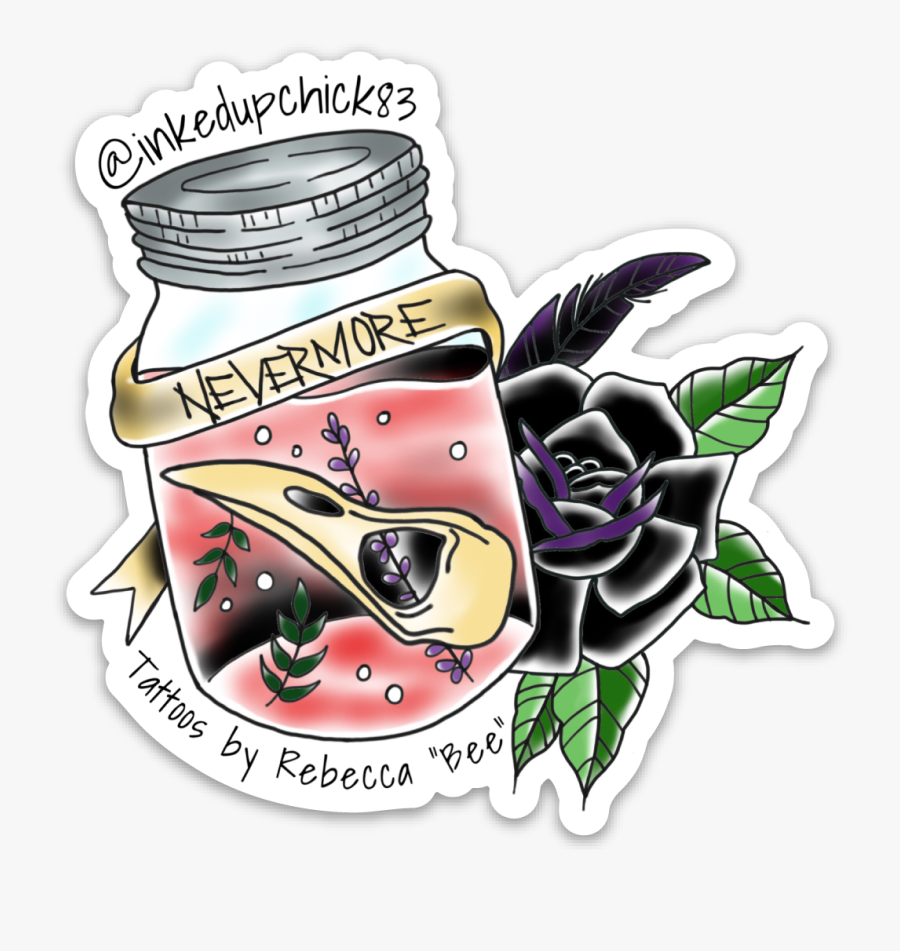 Image Of Raven Jar Sticker - Cartoon, Transparent Clipart