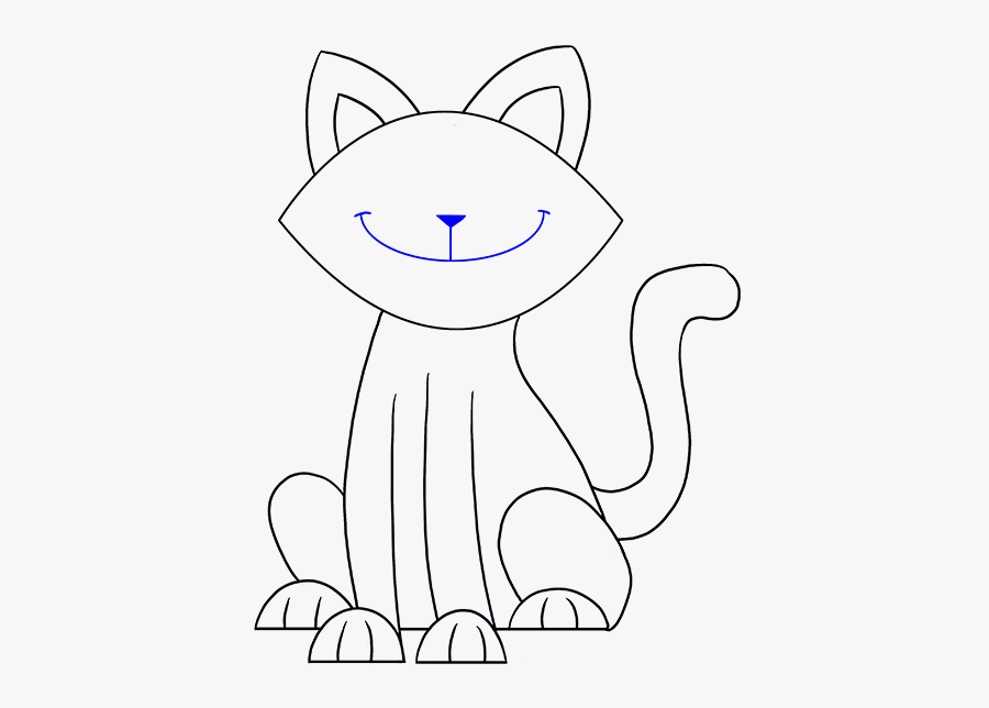 Drawing Image Of A Smiling Cat, Transparent Clipart