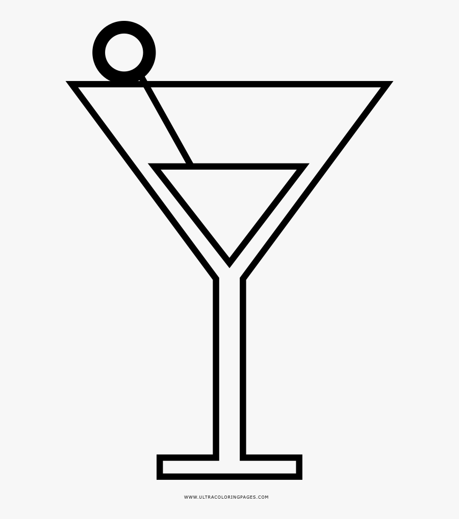 Martini Coloring Page - Line Art, Transparent Clipart