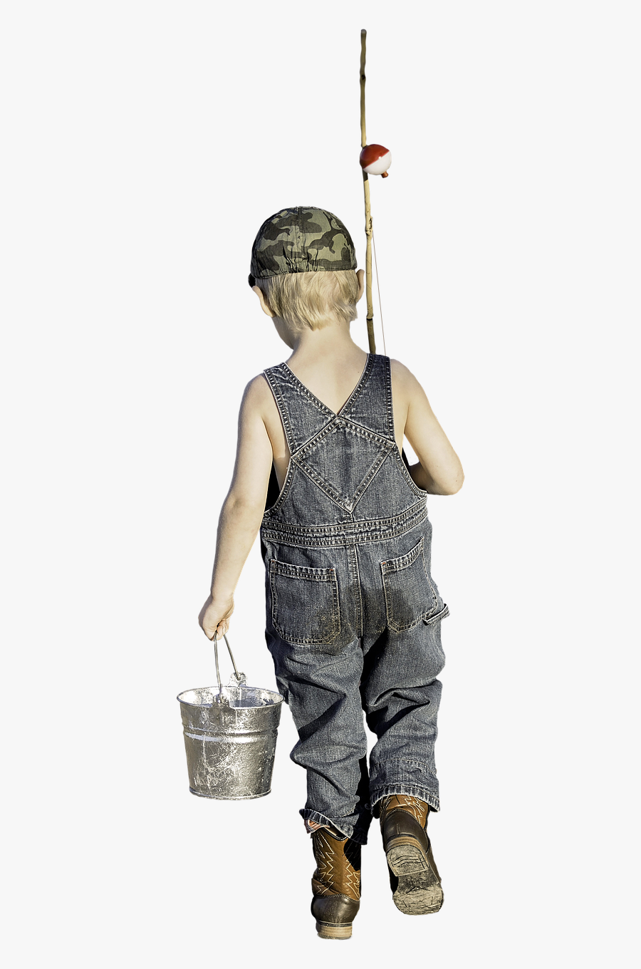 Child Bucket Fishing Rod - Child Fishing Png, Transparent Clipart