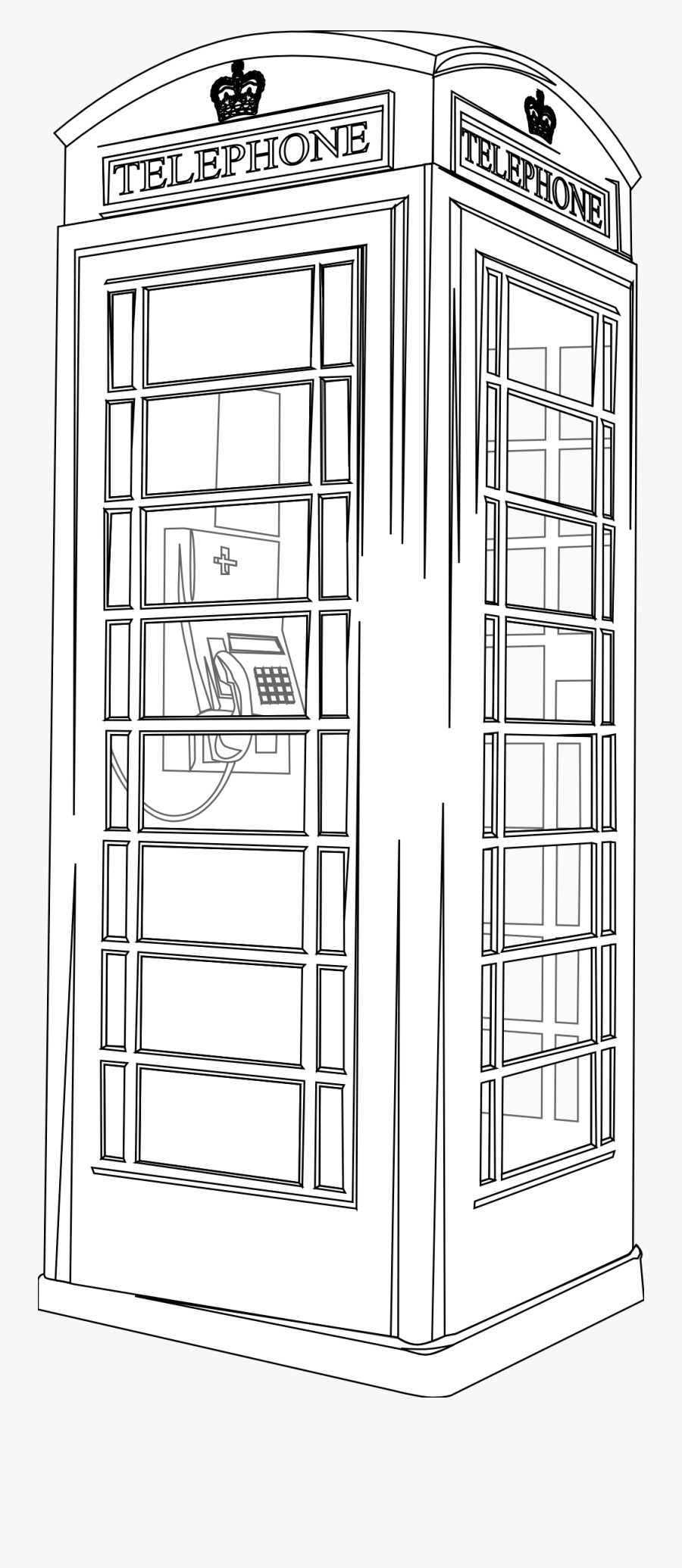 Telephone Box Clipart Black And White, Transparent Clipart