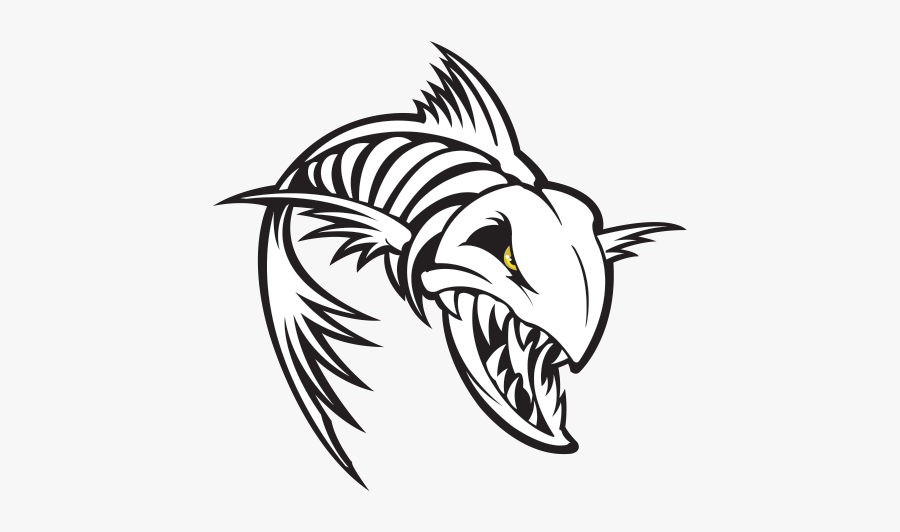 Printed Vinyl Skeleton Fishbone Power Fishing Stickers - Aggressive Fish Logo, Transparent Clipart