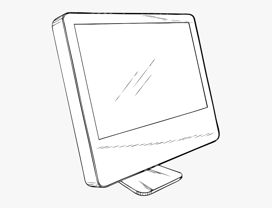 Cinema Display Black White Line Art 555px - Illustration, Transparent Clipart