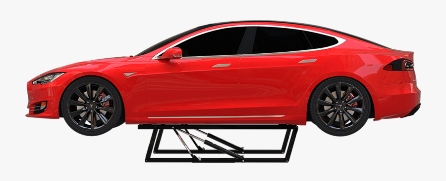 Red Electric Vehicle, A Tesla, On The Xlt Quickjack - Quickjack, Transparent Clipart