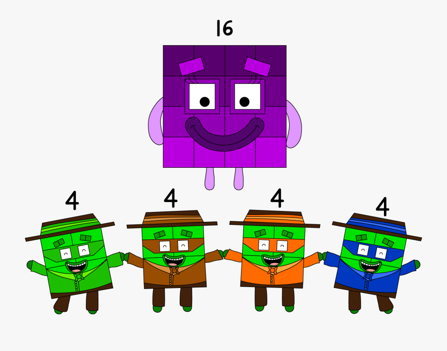 Transparent Barbershop Quartet Clipart - Numberblocks The Four Fours, Transparent Clipart