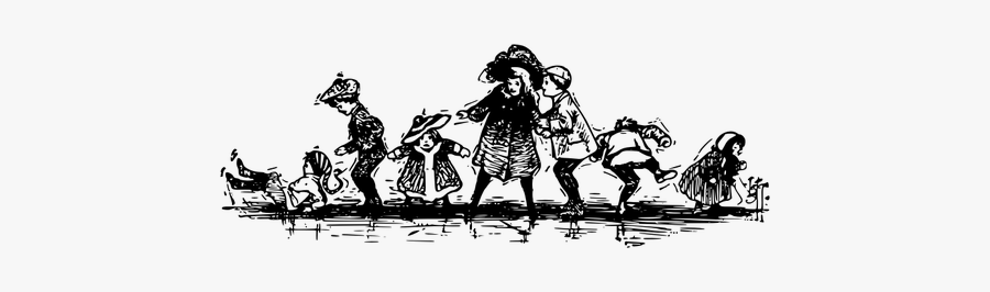 Kids On Ice Vector Drawing - Lek Förr Och Nu, Transparent Clipart