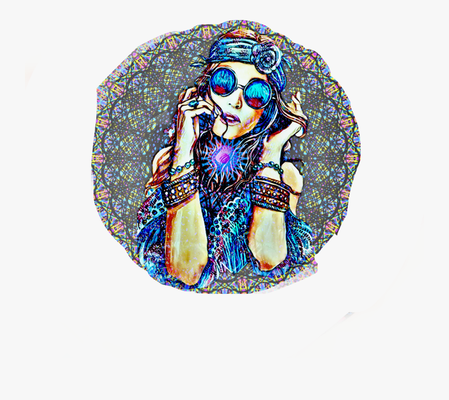 #hippie #colors #colorful #girl #glasses #jewelry - Illustration, Transparent Clipart