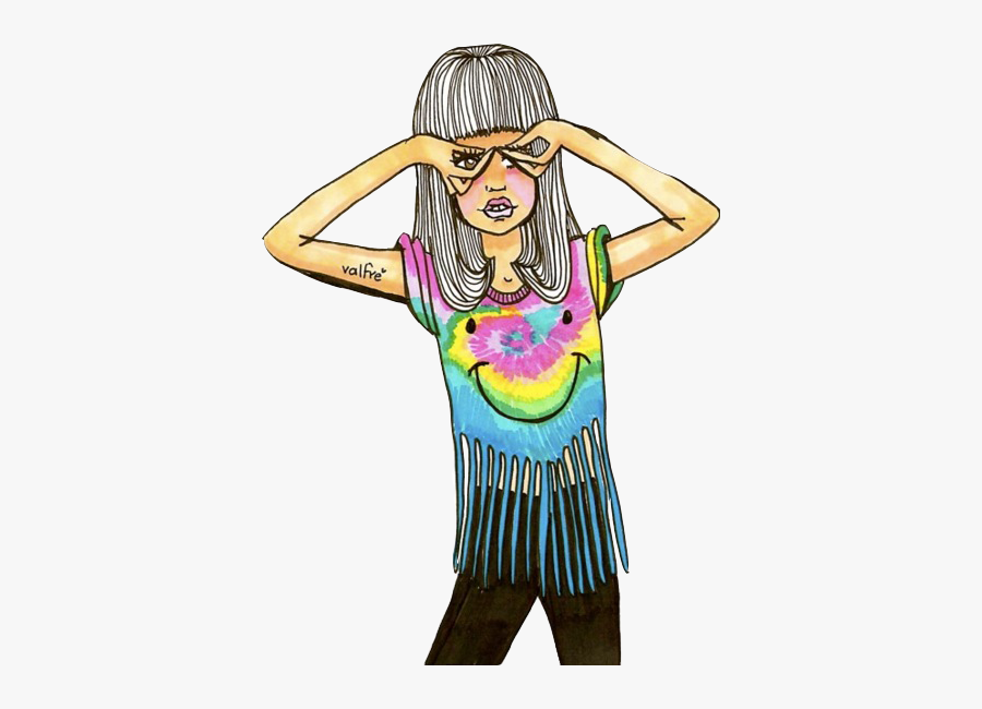 #girl #hippie #tydye #grunge #tumblr #freetoedit - Drawing, Transparent Clipart