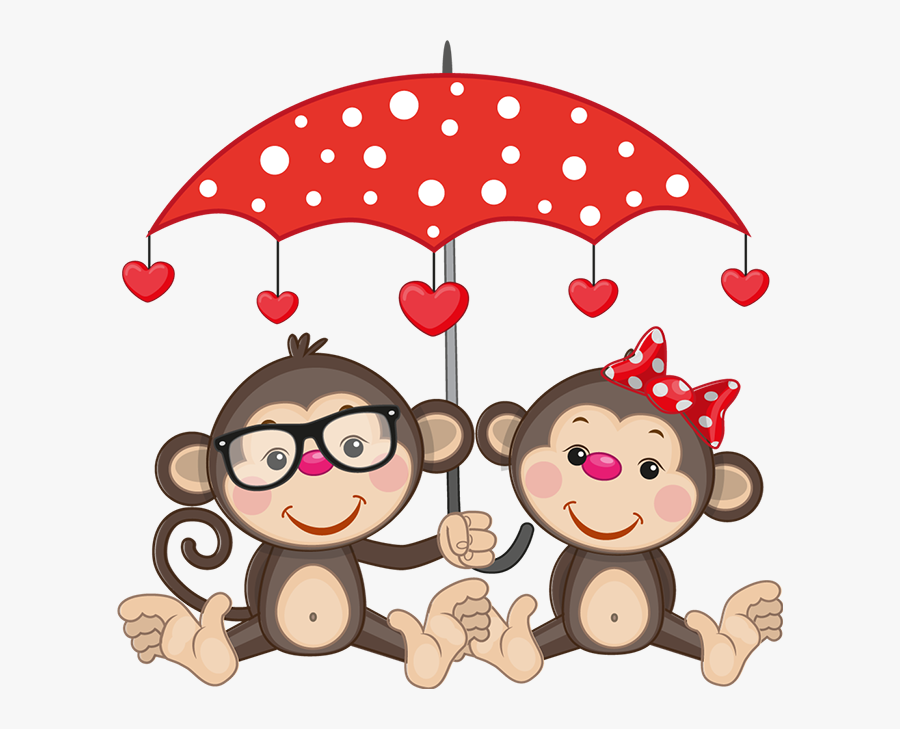 Transparent Afternoon Clipart - Cartoon Monkey With Umbrella, Transparent Clipart
