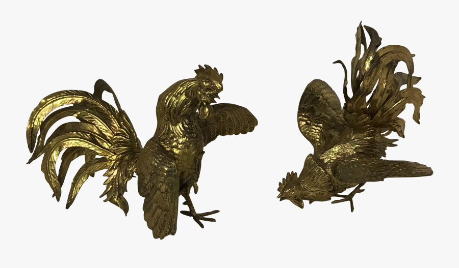 Clip Art Rooster Fighting - Bronze Sculpture, Transparent Clipart