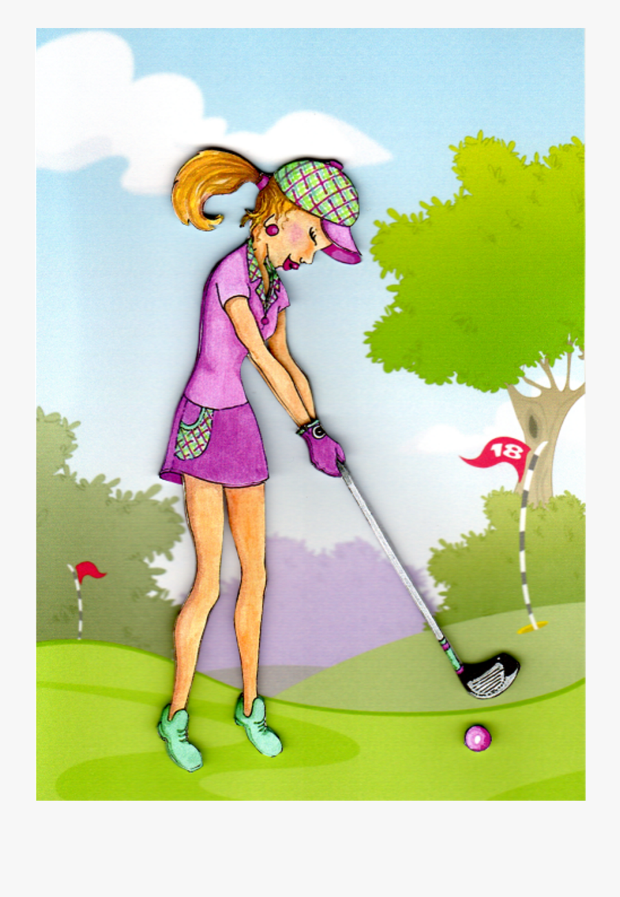 Happy Birthday Lady Golfer, Transparent Clipart