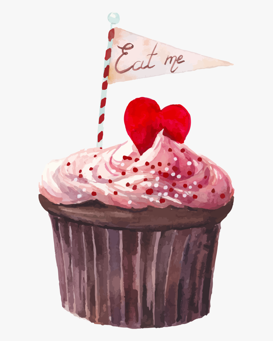 Vector Cupcakes Watercolor - Cake Watercolour Transparent Background, Transparent Clipart