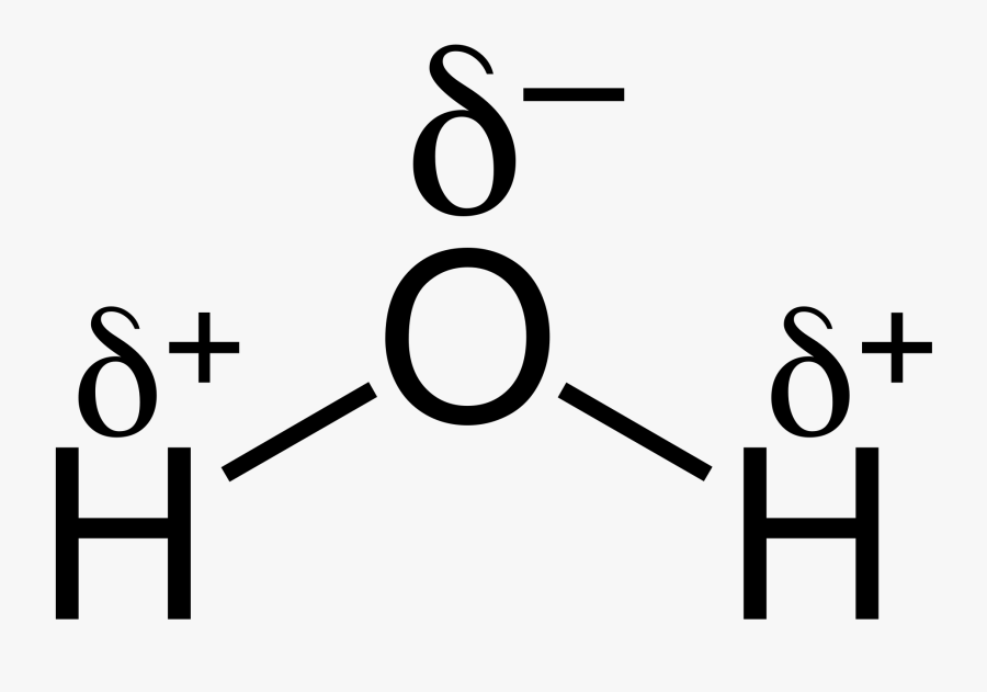 H2o Chemical Bond - Structure Of Water With Partial Charges, Transparent Clipart