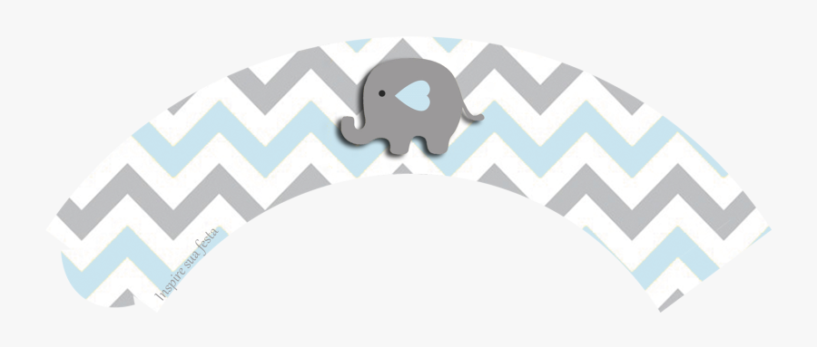 Baby Elephant In Grey And Light Blue Chevron Free Printable - Free Printable Cupcake Wrappers Elephant, Transparent Clipart